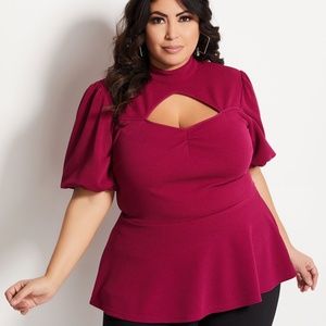 Ashley Stewart Magenta Keyhole Blouse 14/16